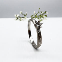 Misty Forest Raindrop Ring - 18K White Gold with Rhodium