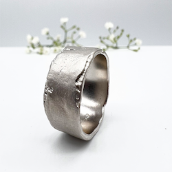 Misty Forest Soil Mens Ring - 18K White Gold with Rhodium