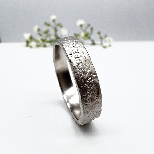 Misty Forest Jules Mens Ring - 18K White Gold with Rhodium