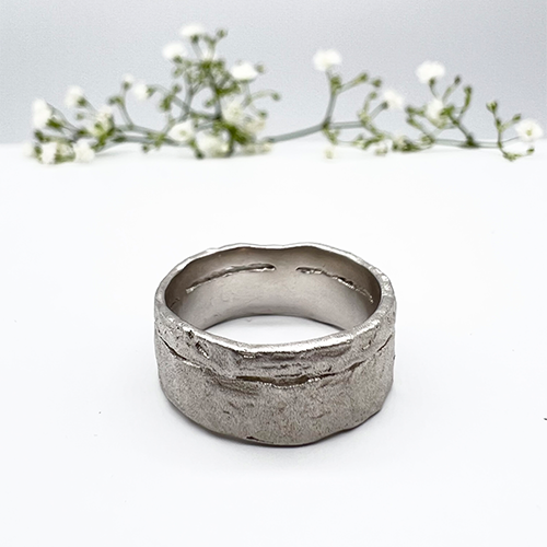 Misty Forest "Wilderness" Mens Ring - 18K Vitguld med Rhodium