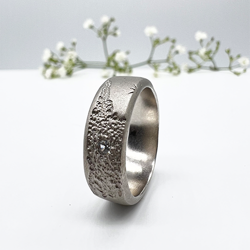 Misty Forest World Ring - 18K White Gold with Rhodium
