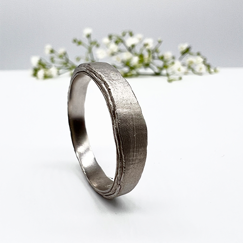 Misty Forest Rustic Mens Ring - Silber