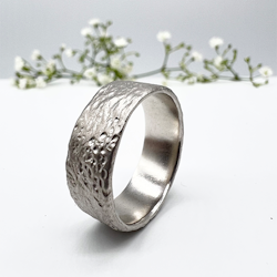 Misty Forest Cotton Mens Ring- Silver
