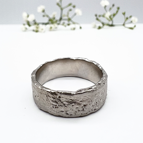 Misty Forest "Raw" Mens Ring - Silver