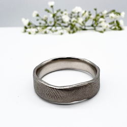 Misty Forest Fingerprint Mens Ring- Silver