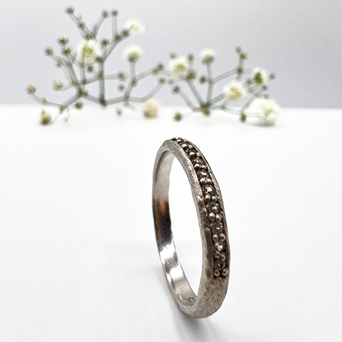 Misty Forest Rainbow Ring - 18K White Gold with Rhodium