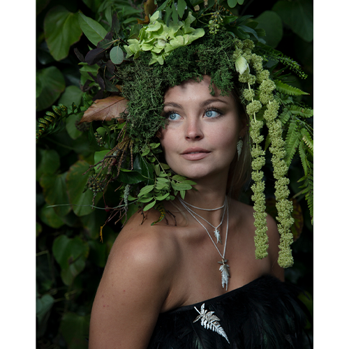 Japanese Lace Fern Necklace - Silver