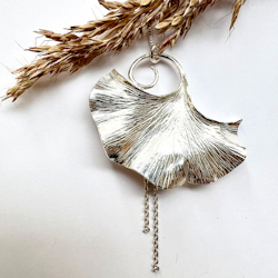 Ginkgo Leaf Halsband - Silver