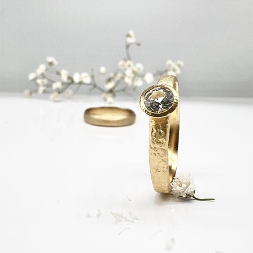 Misty Forest Teardrop Ring - 18K Natural White Gold