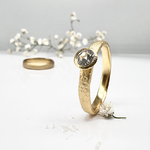 Misty Forest Teardrop Ring - 18K Natural White Gold