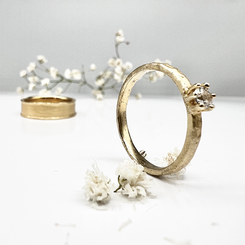Misty Forest Raindrop Ring - 18K Natural White Gold