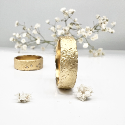 Misty Forest Raw Mens Ring - 18K Natural White Gold