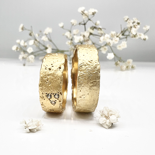 Misty Forest Raw Mens Ring - 18K Natural White Gold