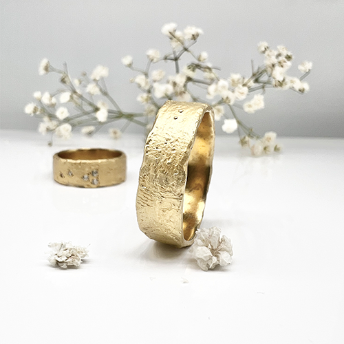 Misty Forest Raw Mens Ring - 18K Natural White Gold