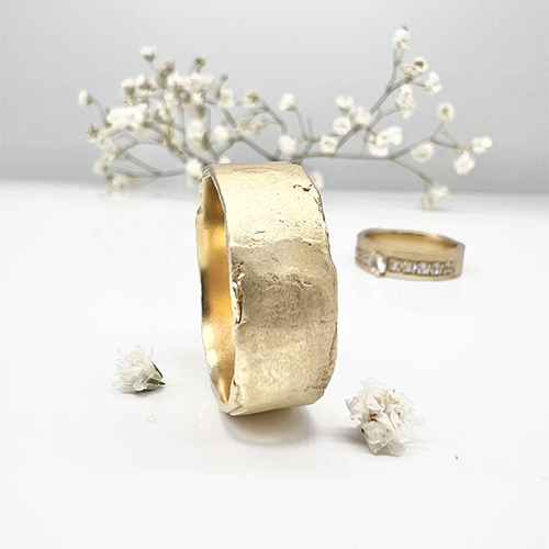 Misty Forest Soil Mens Ring - 18K Natural White Gold