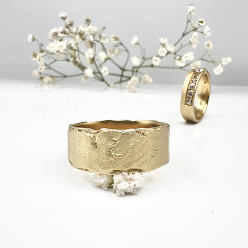 Misty Forest Soil Mens Ring - 18K Natural White Gold