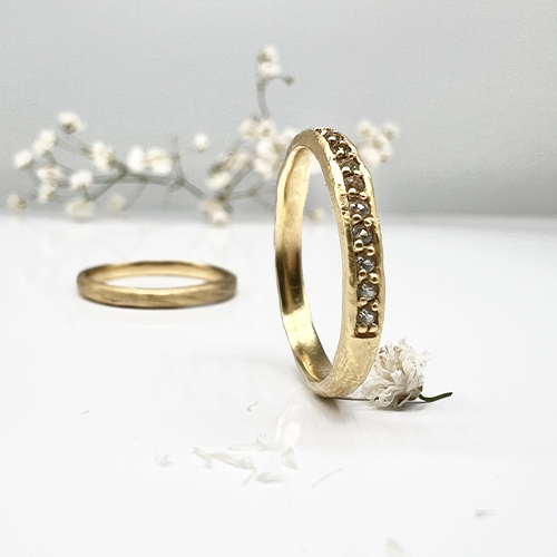 Misty Forest Rainbow Ring - 18K Natural White Gold