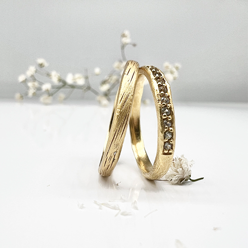 Misty Forest Rainbow Ring - 18K Natural White Gold