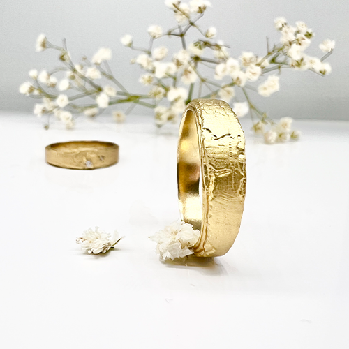 Misty Forest "Natural" Mens Ring - 18K Gulguld