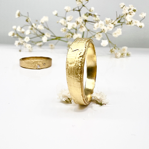 Misty Forest "Natural" Mens Ring - 18K Gulguld