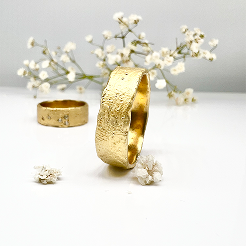 Misty Forest "Raw" Mens Ring - 18K Gulguld