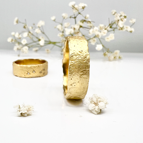 Misty Forest "Raw" Mens Ring - 18K Gulguld
