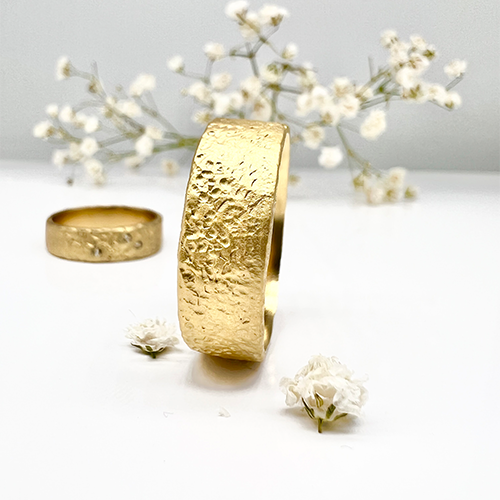 Misty Forest "Cotton" Mens Ring - 18K Gulguld