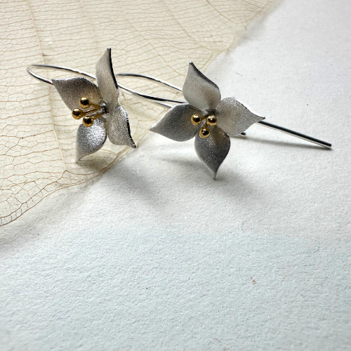 Jasmine Flower earrings - Silver/Gold