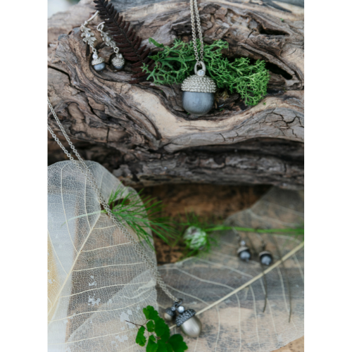 Earrings Acorn Twig - Gold/Bronze