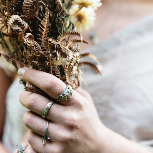 Ring Green Leaf - Gold/Bronze