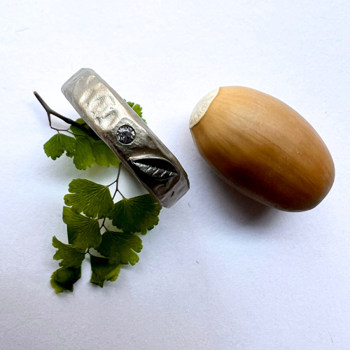 Ring Green Leaf - Gold/Bronze