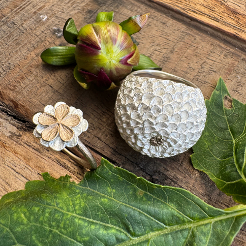 Ring Pompondahlia - Silver/Guld