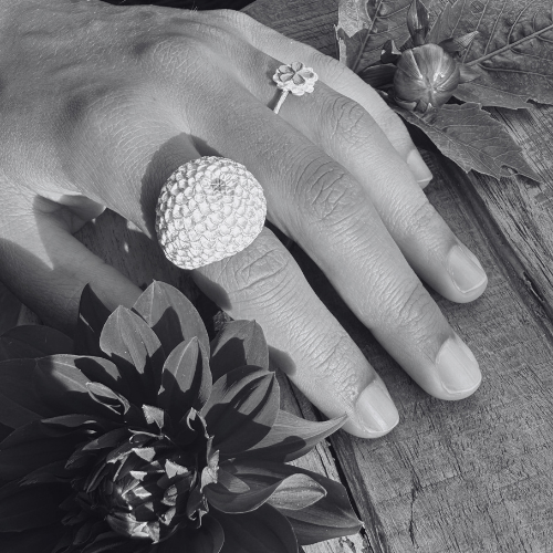 Ring Pompondahlia - Silver/Guld