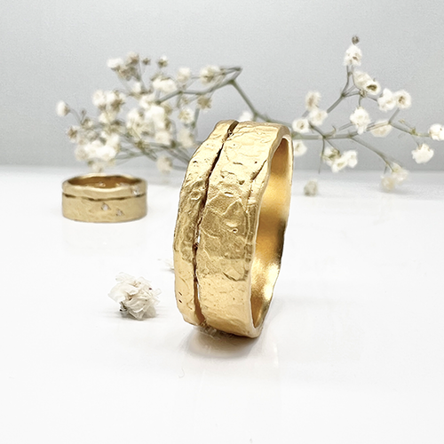 Misty Forest Wilderness Mens Ring - 14K Gold
