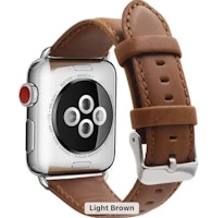 Apple watch armband läder - Ljusbrun (S-M)