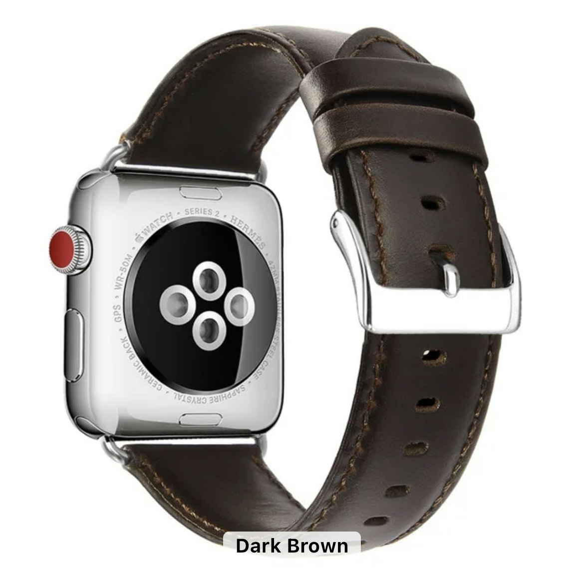 Apple watch armband läder - Mörkbrun (M-L)