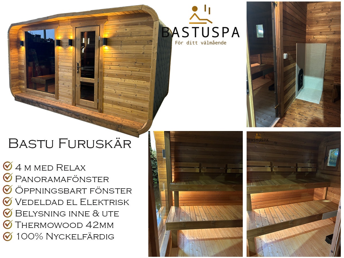 Bastu Furuskär Kub 4m med Relax