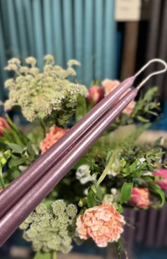 Handstöpta ljus, rosabrun metallic