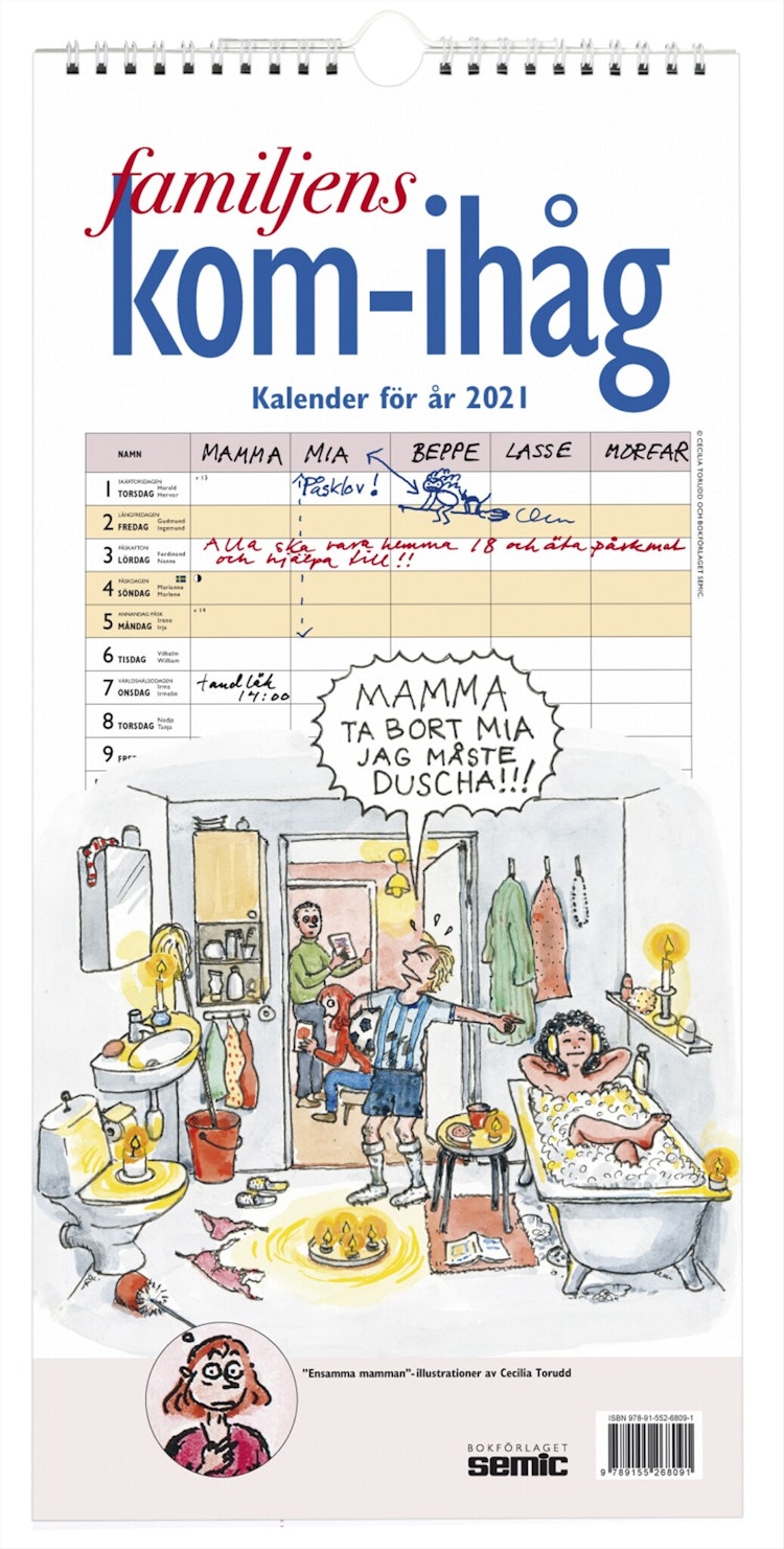 Familjens kom-ihåg-kalender 2021 - finns i Rutströms bokhandel
