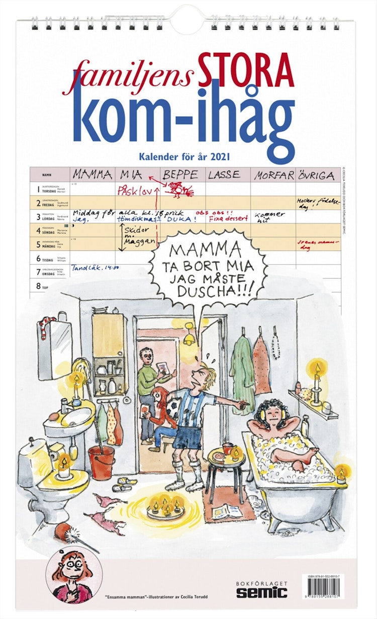 Familjens STORA kom-ihåg-kalender 2021 - finns i Rutströms bokhandel