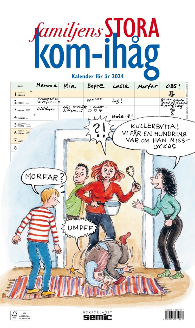 Familjens STORA kom-ihåg-kalender 2024 - finns i Rutströms bokhandel