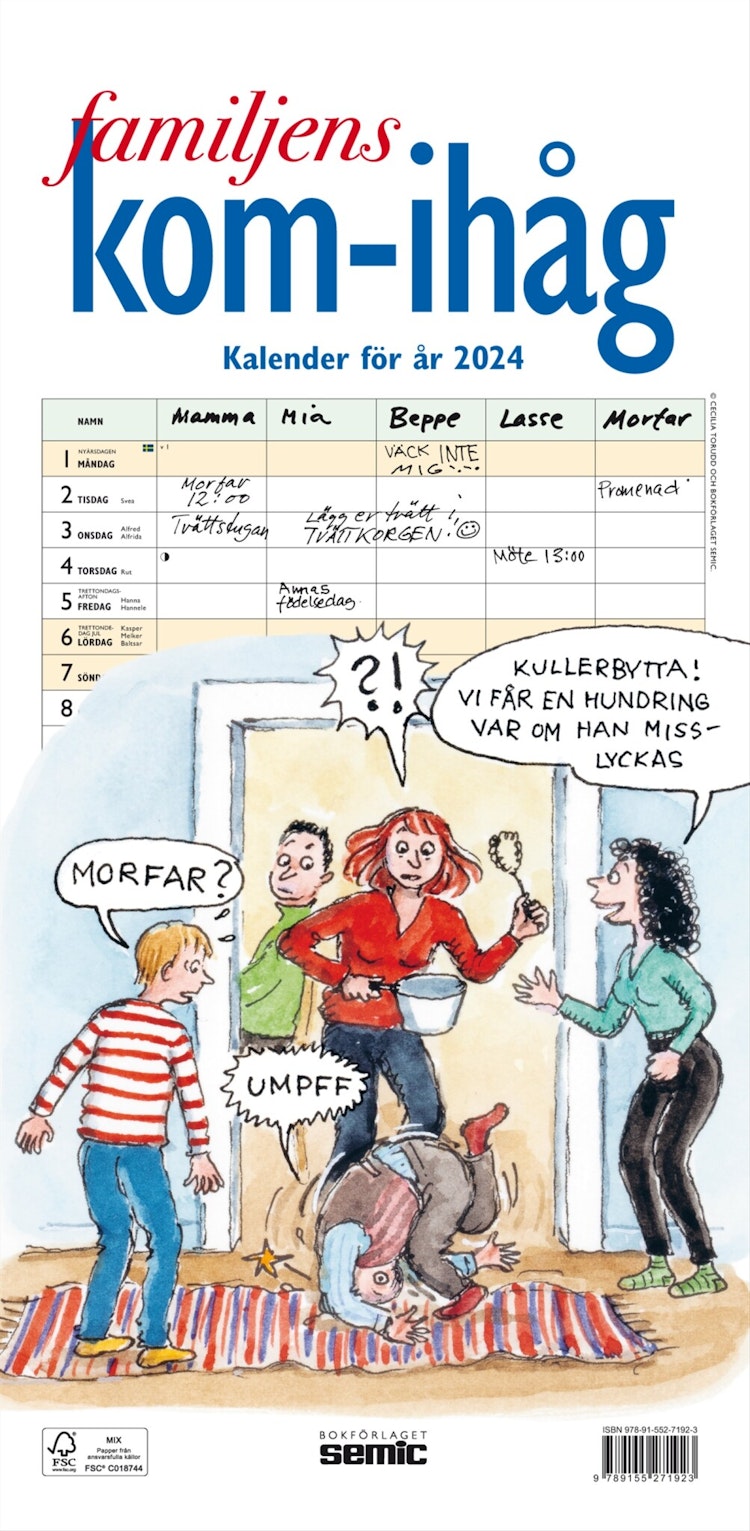 Familjens kom-ihåg-kalender 2024 - finns i Rutströms bokhandel