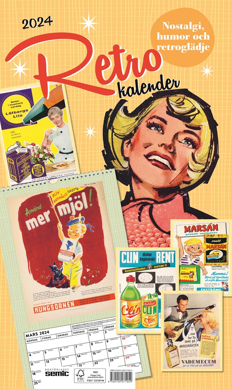Retrokalender 2024 - finns i Rutströms bokhandel