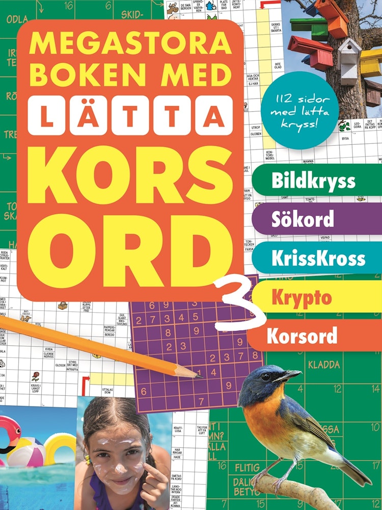 Megastora boken med lätta korsord 3 - finns i Rutströms bokhandel