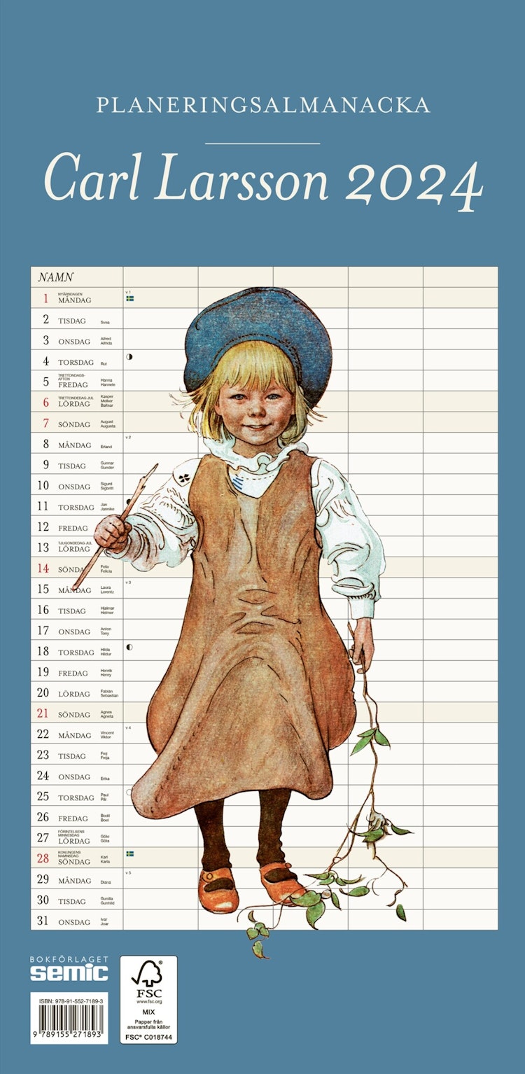 Carl Larsson Planeringsalmanacka 2024 - finns i Rutströms bokhandel