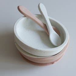 Silicone bowl + spoon – coconut speckle