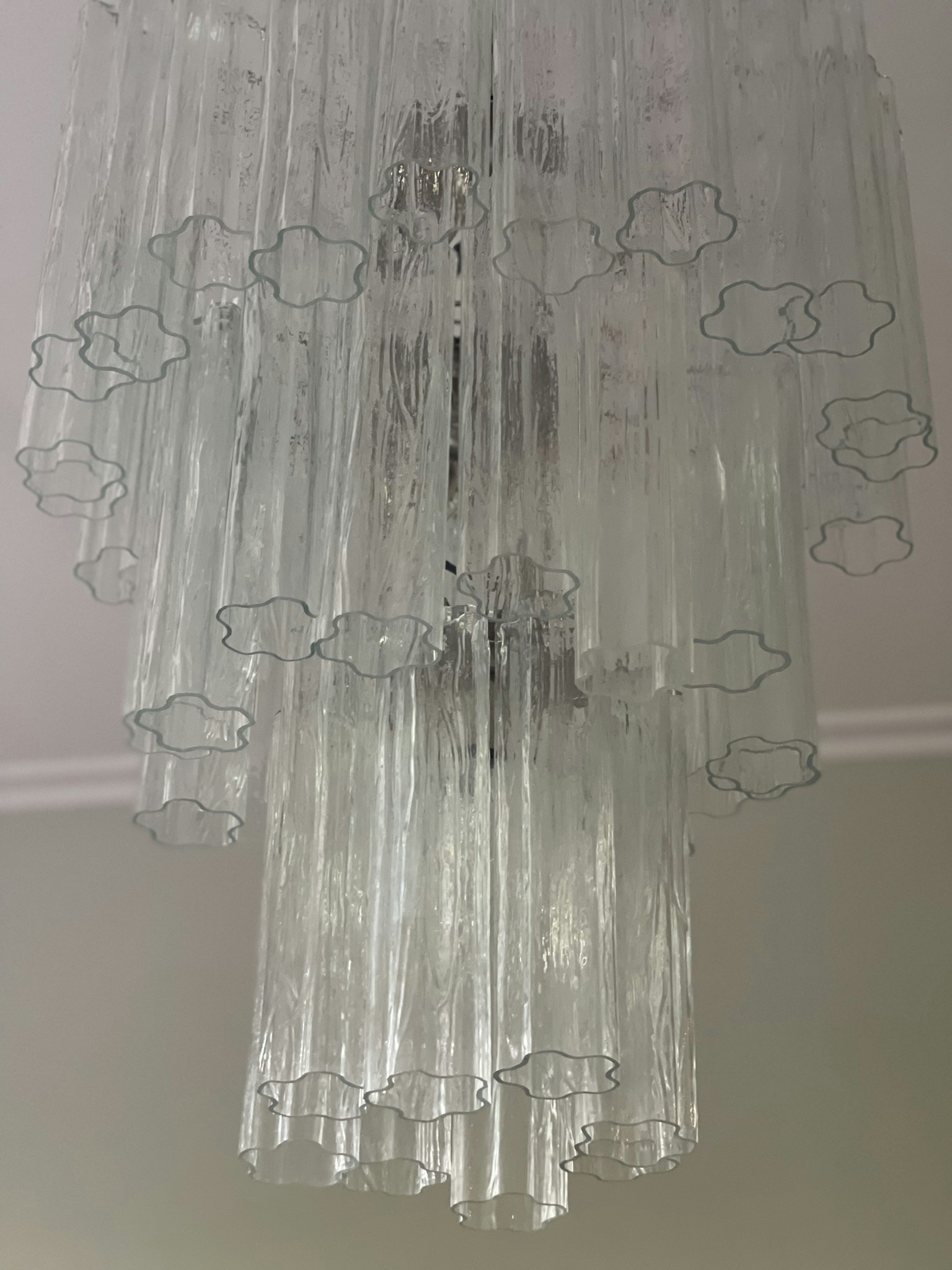 Stor klassisk Murano-lysekrone • TUBULAR • XL • klart glass