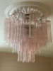 Murano-lysekrone • TUBULAR • MEDIUM • rosa glass • fast høyde 58 cm.