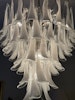 Stor klassisk Murano-lysekrone • PETALO • XL • hvitt/klart glass