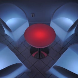 LED loungegrupp, 4 fåtöljer & bord - Uppladdningsbar